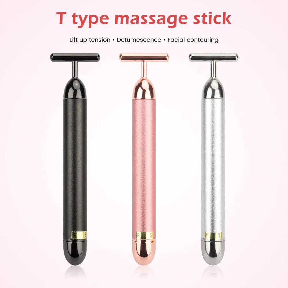 Gold Vibrating Roller Facial Massager